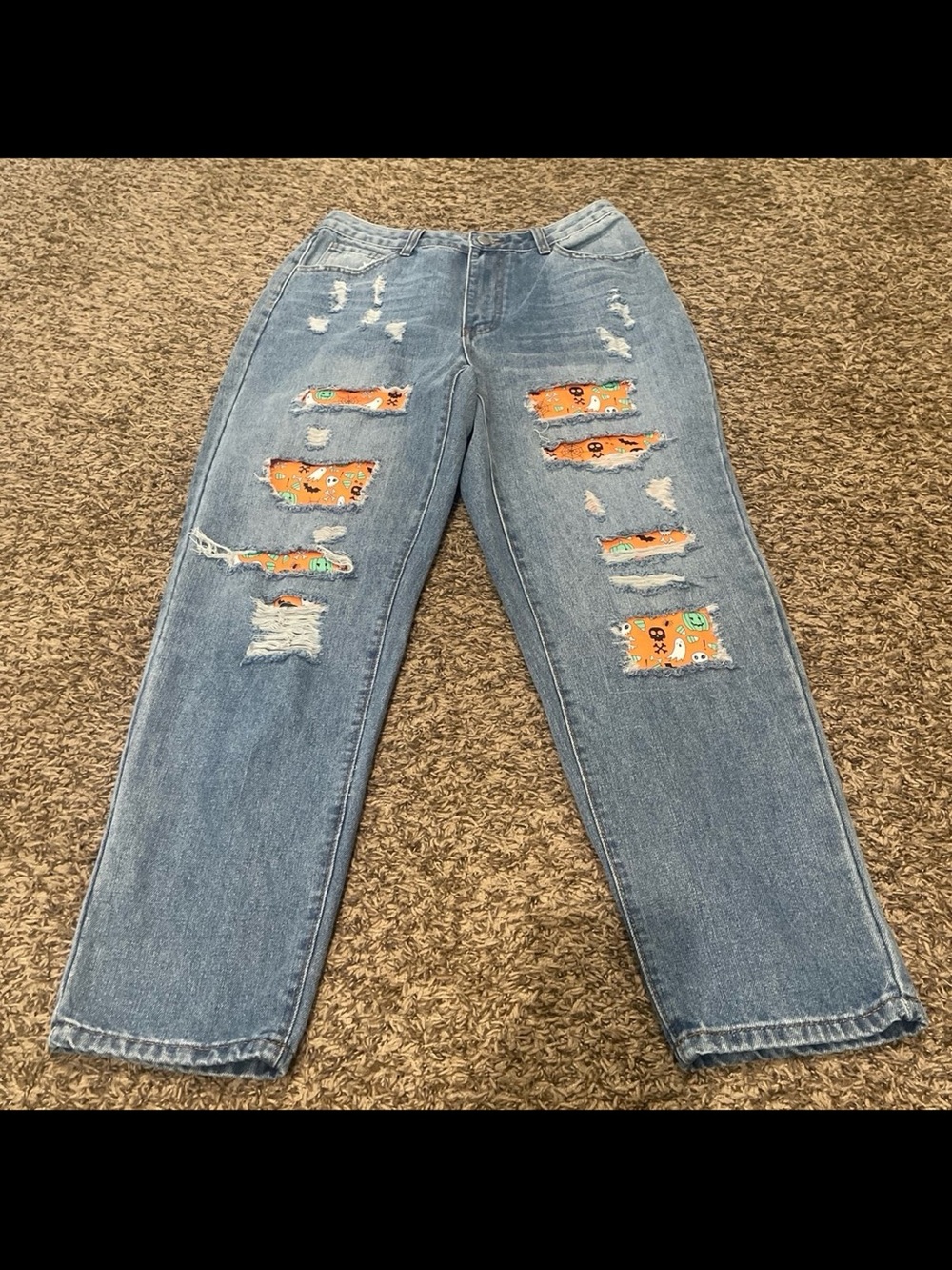 Halloween pumpkin and ghost patchwork jeans, size 30 NWOT